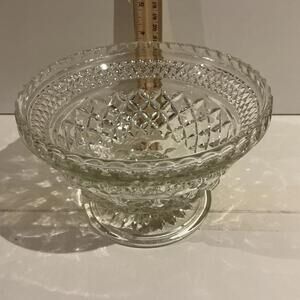 Vintage Indiana Glass Pressed Glass Diamond Point Footed Compote Bowl – 8"